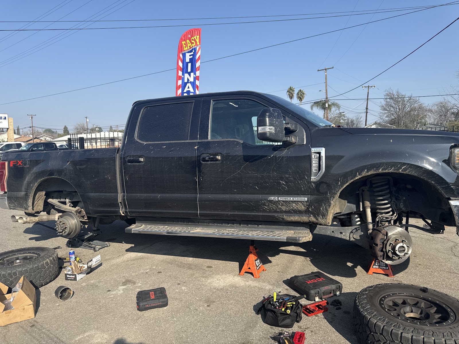 Diesel component replacement on a work truck
